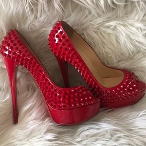 Christian Louboutin Red Spiked Pumps size 36